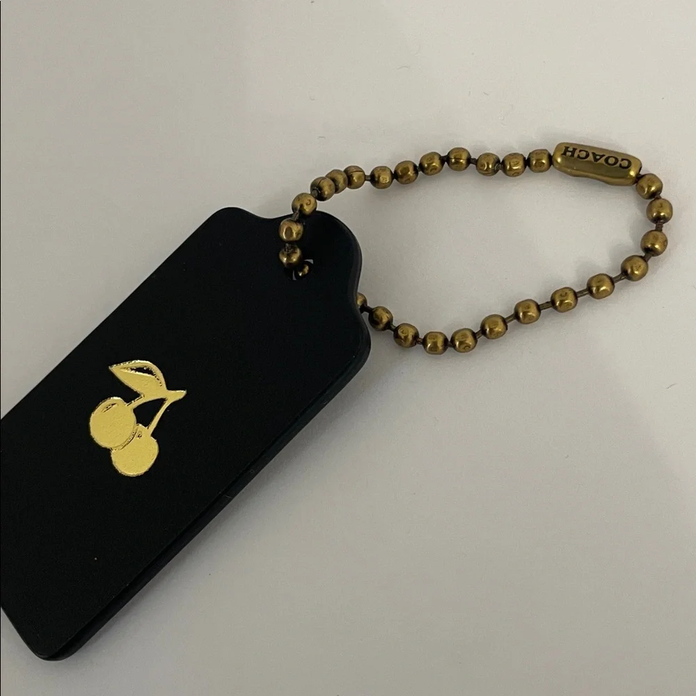 Coach Gold Foil Cherries Leather Hang Tag - Picture 5 of 10
